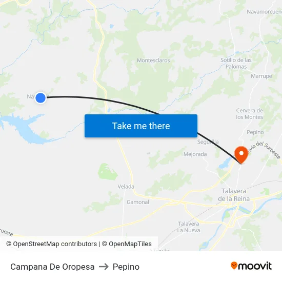 Campana De Oropesa to Pepino map