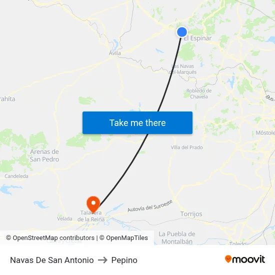 Navas De San Antonio to Pepino map