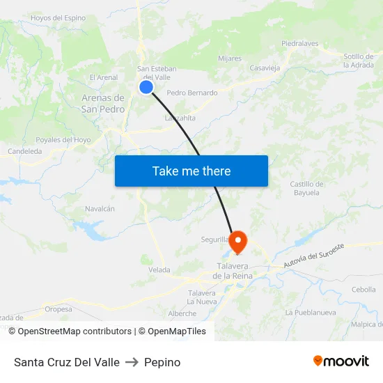 Santa Cruz Del Valle to Pepino map