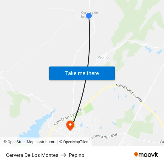 Cervera De Los Montes to Pepino map
