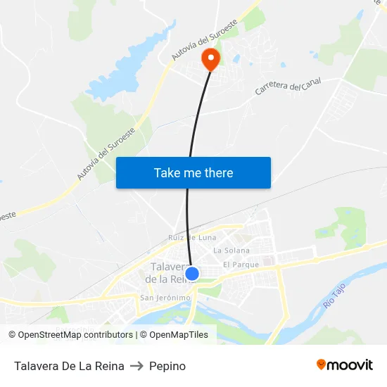Talavera De La Reina to Pepino map