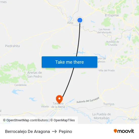 Berrocalejo De Aragona to Pepino map