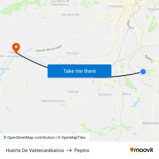 Huerta De Valdecarábanos to Pepino map