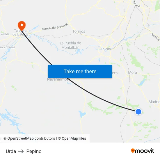 Urda to Pepino map