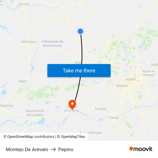 Montejo De Arévalo to Pepino map