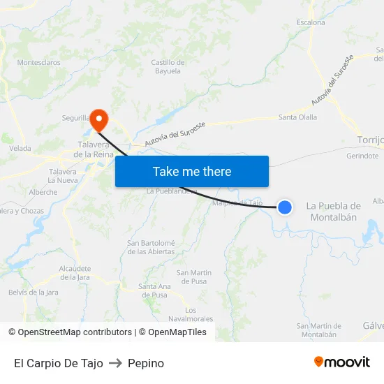 El Carpio De Tajo to Pepino map