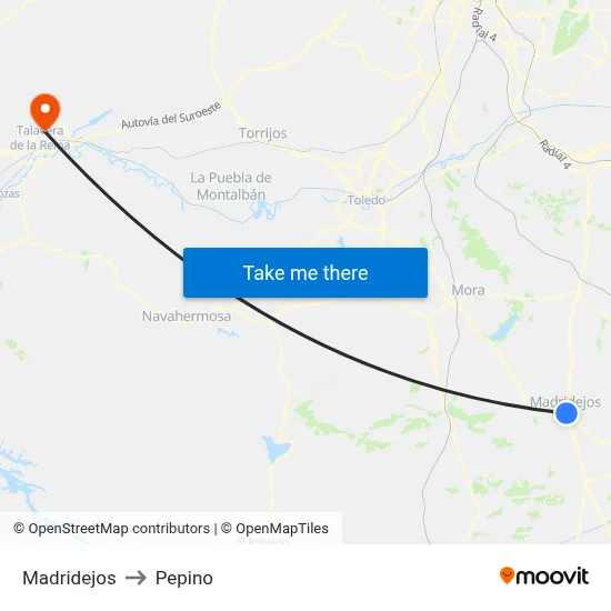 Madridejos to Pepino map