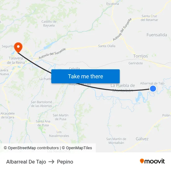 Albarreal De Tajo to Pepino map