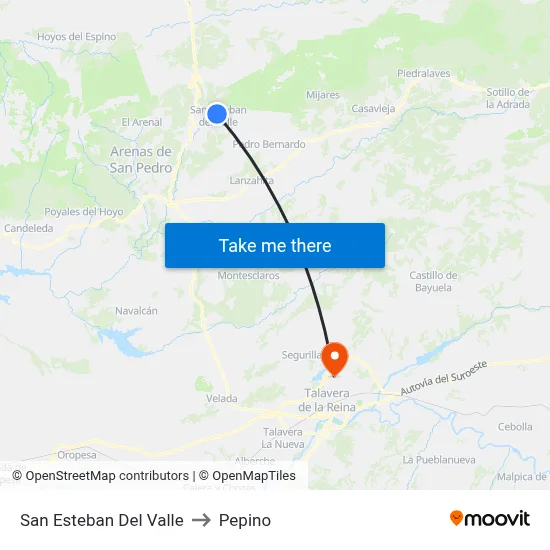 San Esteban Del Valle to Pepino map
