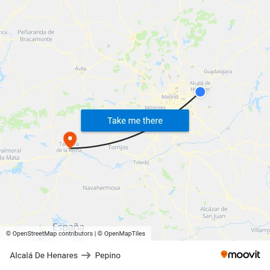 Alcalá De Henares to Pepino map