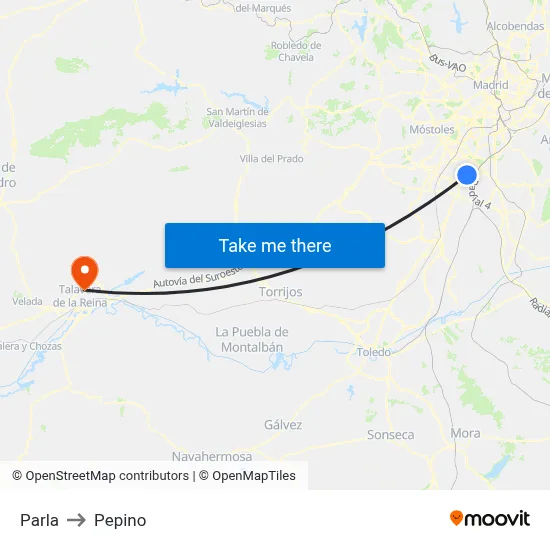 Parla to Pepino map