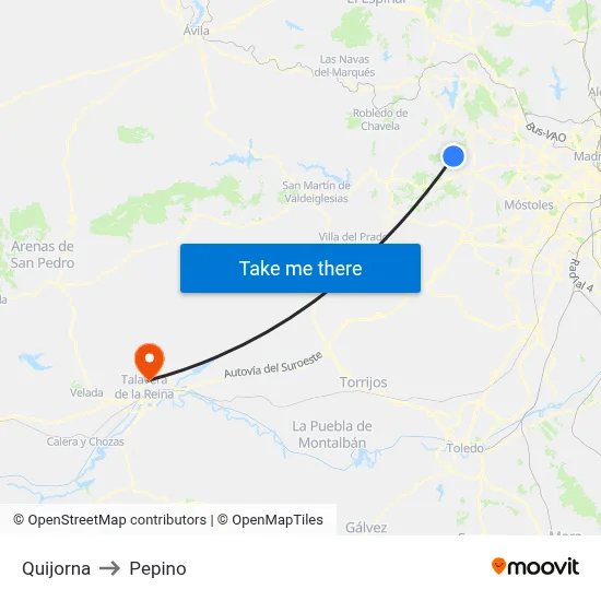 Quijorna to Pepino map