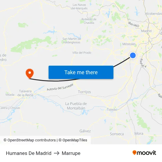 Humanes De Madrid to Marrupe map