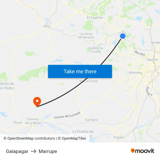 Galapagar to Marrupe map