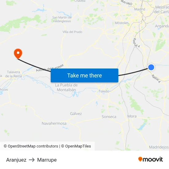 Aranjuez to Marrupe map