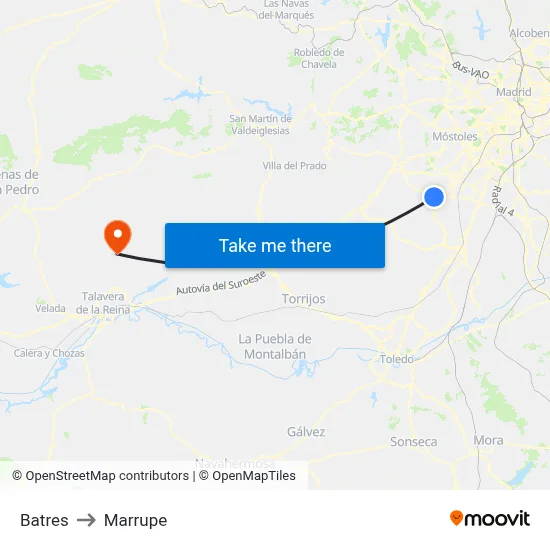 Batres to Marrupe map