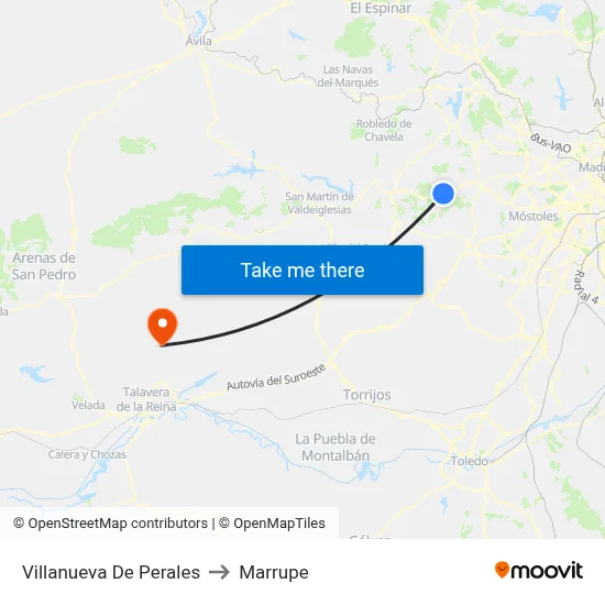 Villanueva De Perales to Marrupe map
