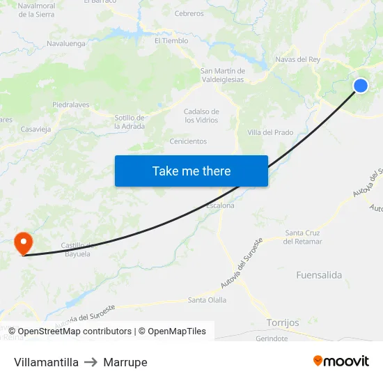 Villamantilla to Marrupe map