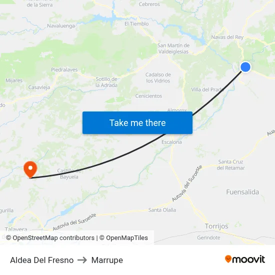 Aldea Del Fresno to Marrupe map