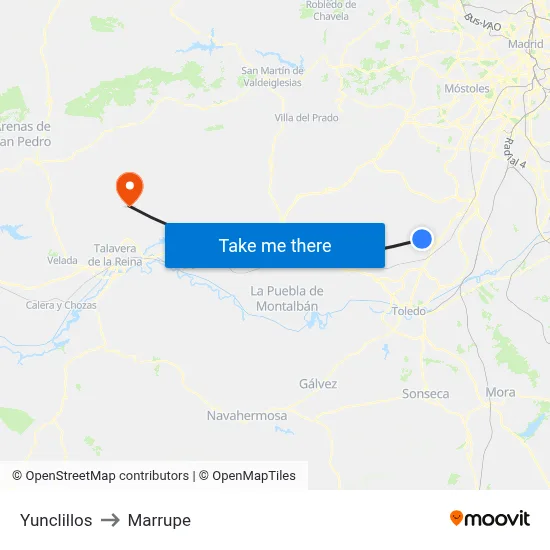Yunclillos to Marrupe map