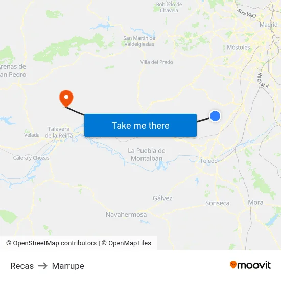 Recas to Marrupe map