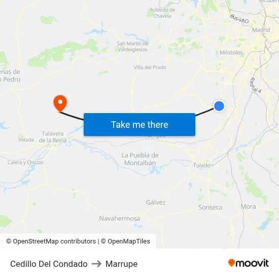 Cedillo Del Condado to Marrupe map