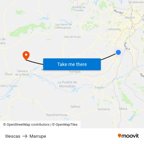 Illescas to Marrupe map