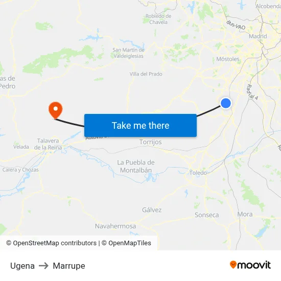 Ugena to Marrupe map