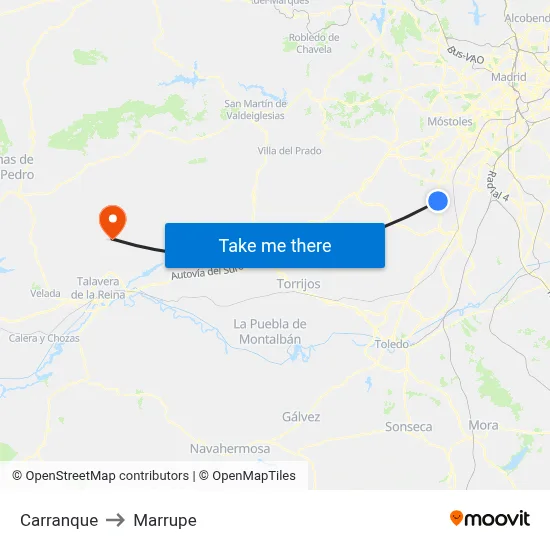 Carranque to Marrupe map