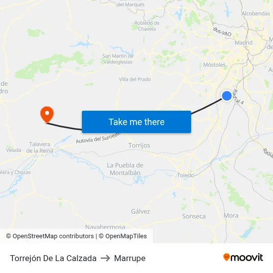 Torrejón De La Calzada to Marrupe map
