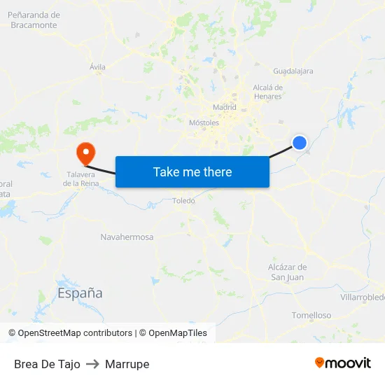 Brea De Tajo to Marrupe map