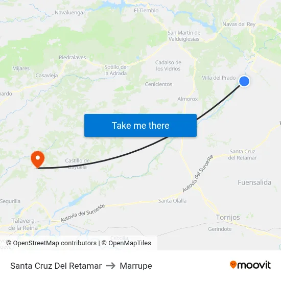 Santa Cruz Del Retamar to Marrupe map