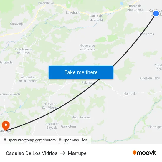 Cadalso De Los Vidrios to Marrupe map
