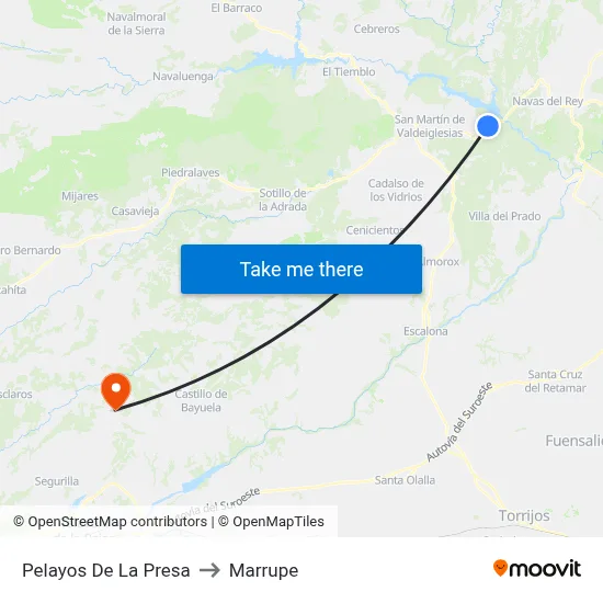 Pelayos De La Presa to Marrupe map