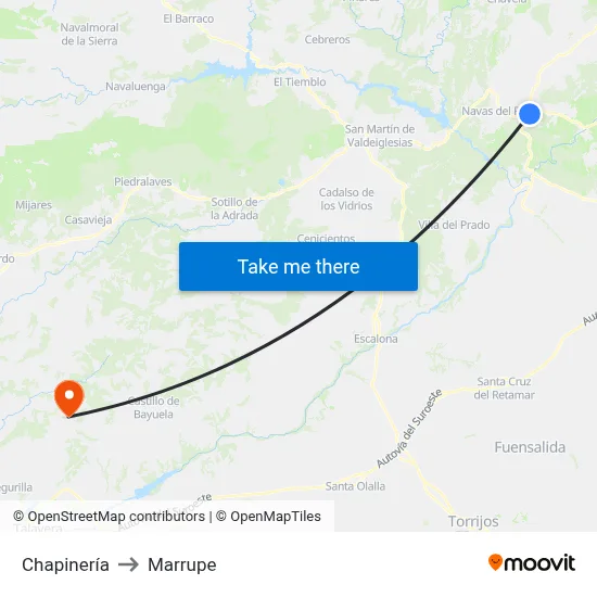 Chapinería to Marrupe map
