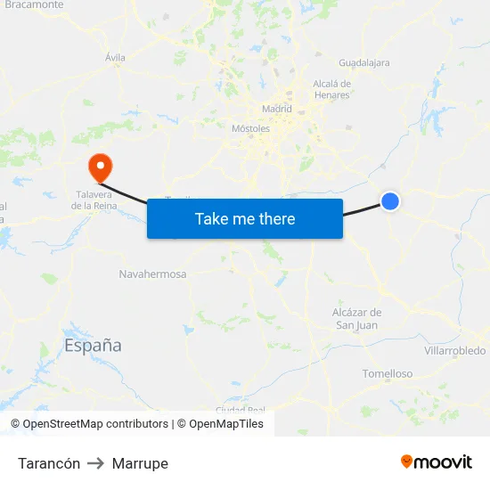 Tarancón to Marrupe map