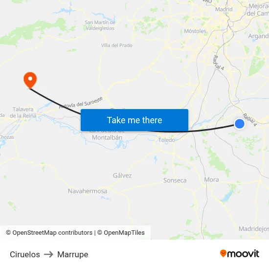 Ciruelos to Marrupe map