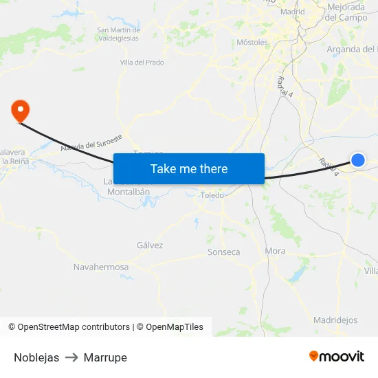 Noblejas to Marrupe map