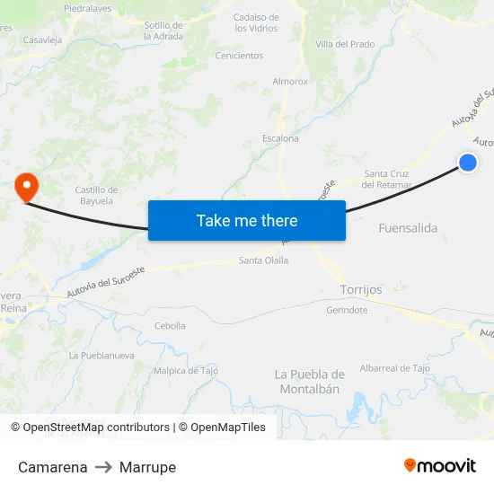 Camarena to Marrupe map