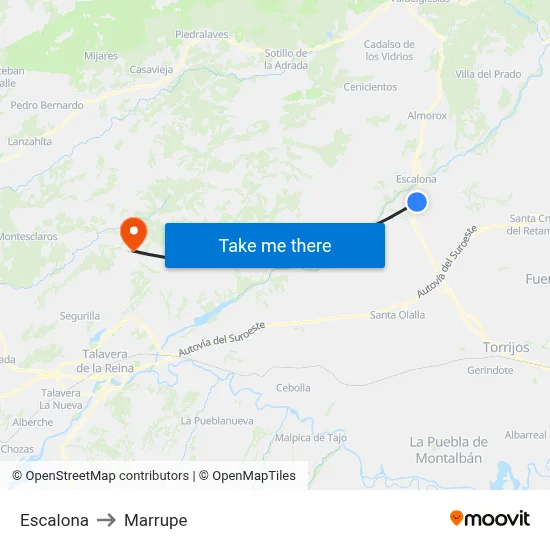 Escalona to Marrupe map