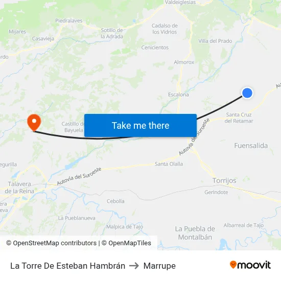 La Torre De Esteban Hambrán to Marrupe map