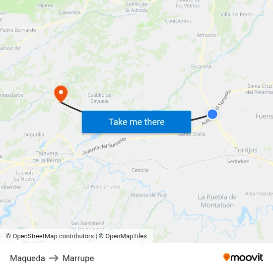 Maqueda to Marrupe map