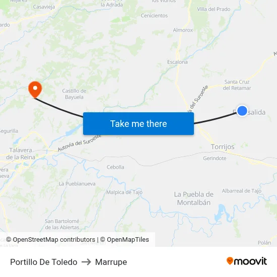 Portillo De Toledo to Marrupe map