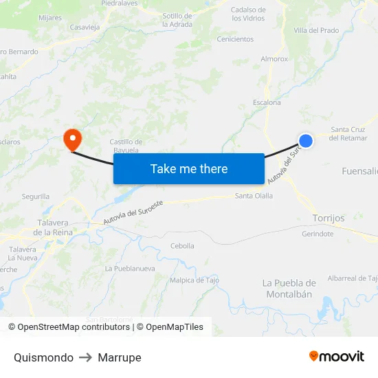 Quismondo to Marrupe map
