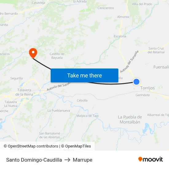 Santo Domingo-Caudilla to Marrupe map