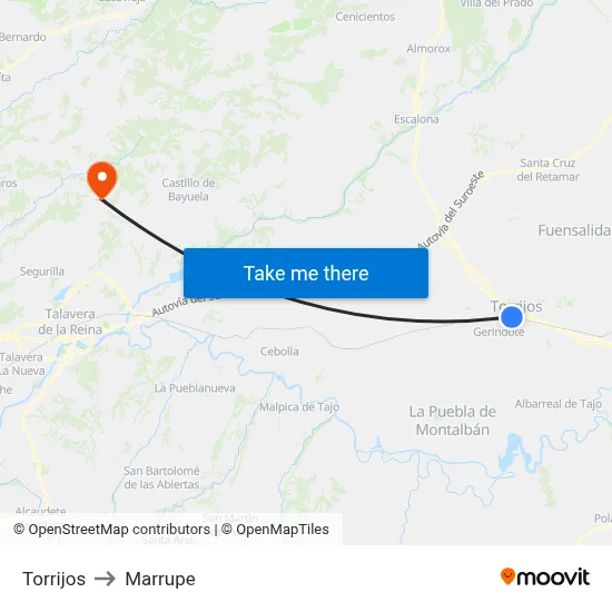 Torrijos to Marrupe map