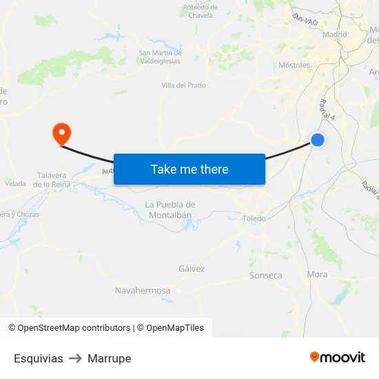 Esquivias to Marrupe map