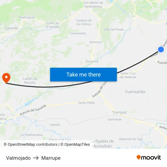 Valmojado to Marrupe map