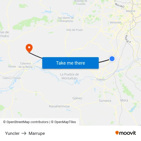 Yuncler to Marrupe map
