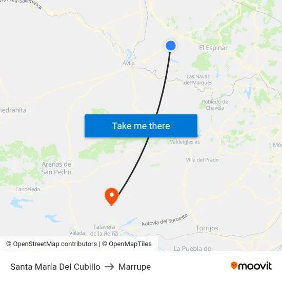 Santa María Del Cubillo to Marrupe map